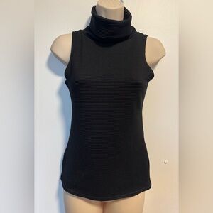 Boohoo Black Ribbed Sleeveless Turtleneck Tank Top